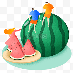 夏季水果美食图片_夏季大西瓜插画
