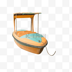 一艘橙色的小游艇