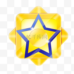 蓝黄色元素图片_蓝黄色五角星徽章