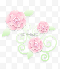 立体纸雕花图片_母亲节粉色立体纸雕花朵装饰纹理