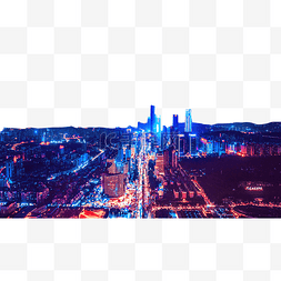 南宁元素图片_赛博朋克风广西南宁城市夜景