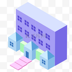 紫色矢量楼房建筑房屋