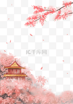 中国风花卉边框图片_粉色水墨边框
