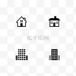 房屋创意图片_黑色创意建筑房屋图标元素