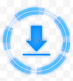 科技下载按钮图片_蓝色圆形科技下载按钮