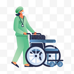 打点滴竿图片_推轮椅的护士元素