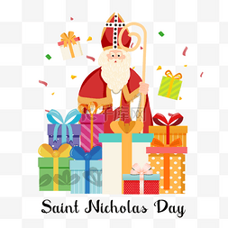 saint nicholas day拿着拐杖的主教老人