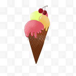 冰淇凌融化图片_夏季可爱手绘平面设计冰淇凌
