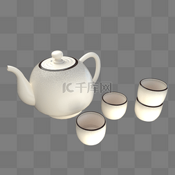 C4D仿真茶具图片_C4D制作仿真白色茶具