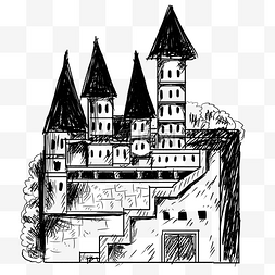 线描城堡建筑