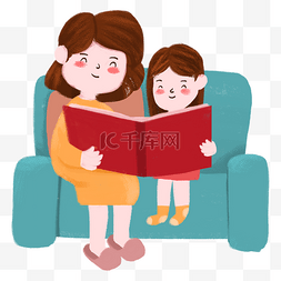 母亲节一起读书的母女俩