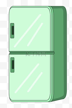 单层冰箱图片_卡通绿色冰箱插图