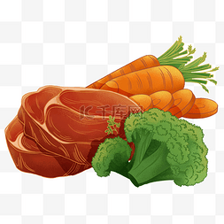 菜花肉图片_食材肉块菜花胡萝卜