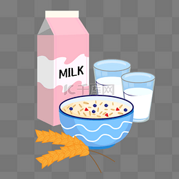燕麦牛奶图片_牛奶燕麦矢量图