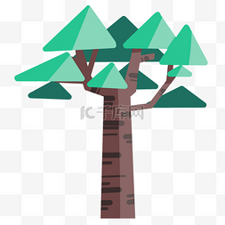 卡通绿色大树插图