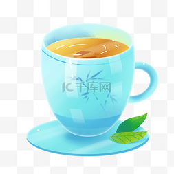 漂亮的茶杯图片_浅蓝色茶杯卡通插画