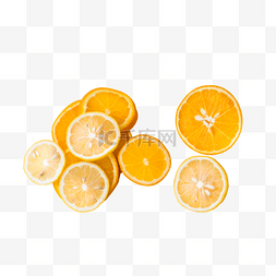 切片橘子橙子矢量图片_黄色柠檬片元素