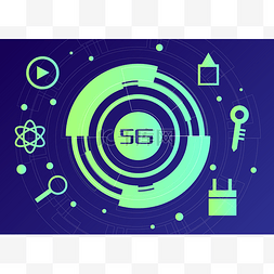 5g图标图片_绿色5G科技图标