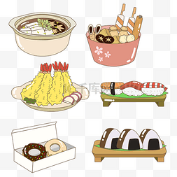 拿食物少女图片_日式美食贴纸矢量图