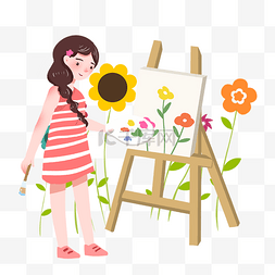 暑期绘画培训女孩画画素材