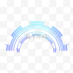 科技圆弧线条图片_蓝色科技半圆