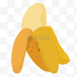 剥香蕉图片_夏季黄色手绘卡通剥开香蕉装饰