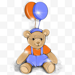 气球泰迪熊儿童手绘水彩