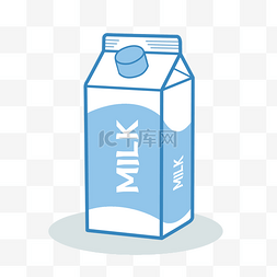 唐俑仕女风格图片_扁平风格蓝色牛奶盒
