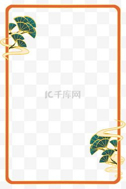 新中式框纹图片_新中式国潮风植物祥云边框