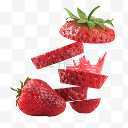 C4D立体简约三维草莓清新元素