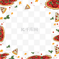 红色美食边框图片_披萨美食食物拼接边框