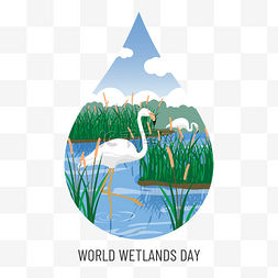 河滩图片_world wetlands day手绘水滴湿地