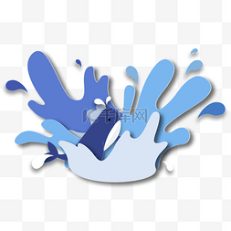 手绘蓝色水花海浪图片_蓝色系创意感手绘水花图案