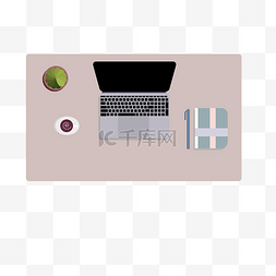 电脑绿植图片_浅色系商务个人桌面笔记本笔电脑