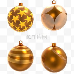 3d金色圣诞装饰球
