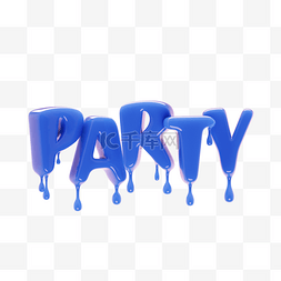 party蓝色滴落蜡烛字体