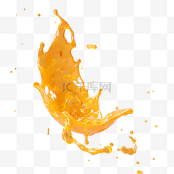 橙色果汁液体飞溅图片_3d散落果汁立体元素