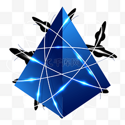 三角体线条图片_立体蓝色绚丽三角形