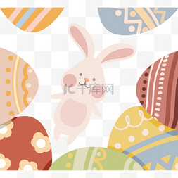 简约卡通兔子图片_可爱手绘风格复活节兔子彩蛋元素