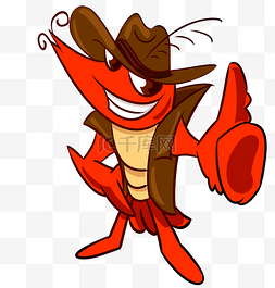 龙虾展架图片_戴帽子的小龙虾插画