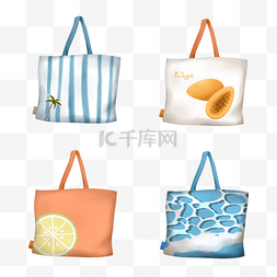 夏日水彩风格海滩手提包