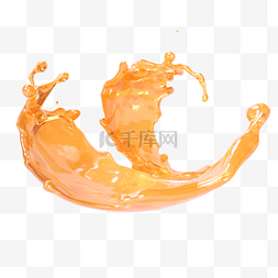橙飞溅图片_3d立体飞舞橙汁元素