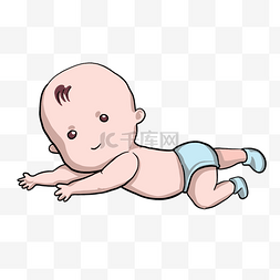 蓝色的婴儿图片_趴着的婴儿卡通插画