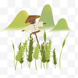 绿色稻谷图片_二十四节气小满动植物种小麦免扣