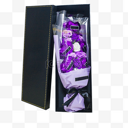 礼盒里图片_黑色礼盒里的紫色花束