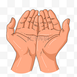 祈祷的动作图片_线性手绘风格祈祷的手势双手摊开