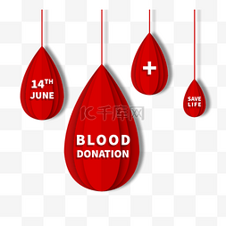 世界献血日剪纸风格血滴