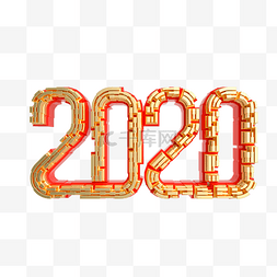 金鼠2020图片_红金立体2020字样
