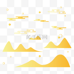 祥云纹理素材图片_中式烫金渐变祥云山水底纹