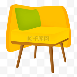 纯色沙发抱枕图片_舒适的黄色座椅插画